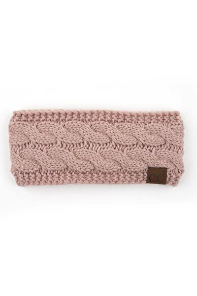 CC HAT FUZZY LINED CABLE HEADWRAP WITH C.C EPOXY BUTTON