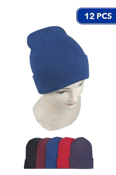 FASHION BASIC SOLID COLOR BEANIES 12 PC