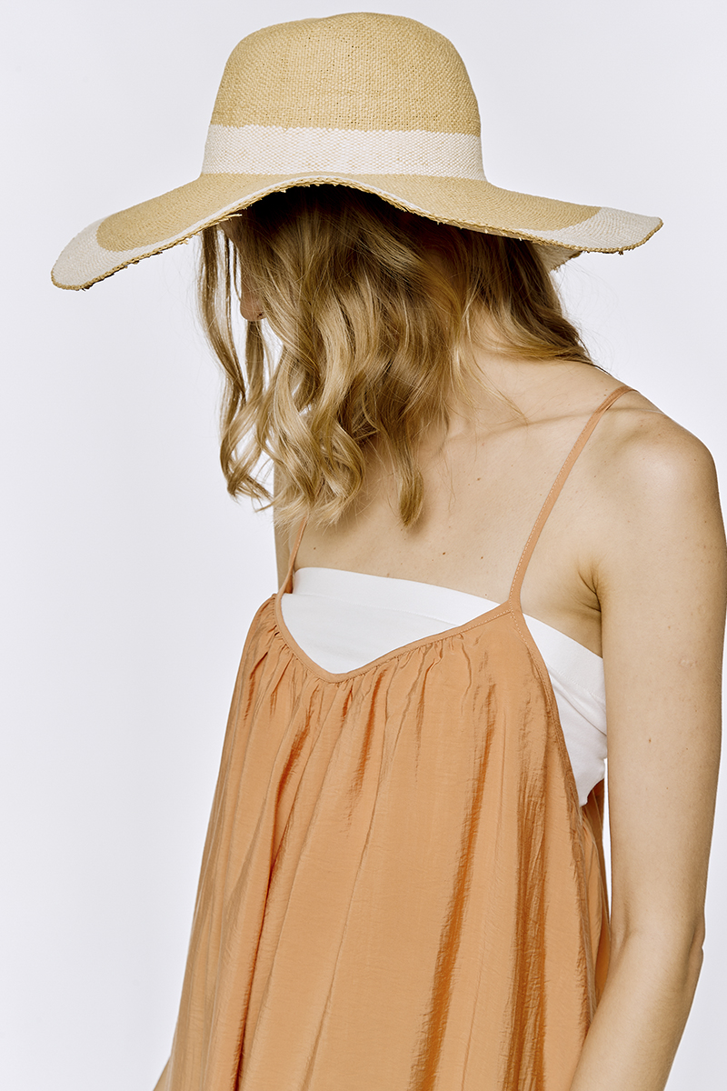 STRAW WIDE BRIM ADJUSTABLE SUMMER HAT