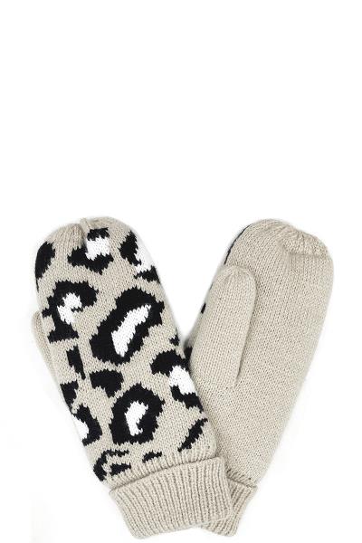 LEOPARD MITTENS WITH FLEECE LINING GLOVES