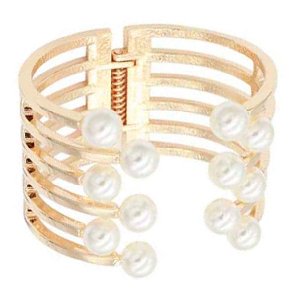 GOLD PLATED METAL PEARL CUFF BRACELET