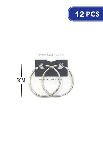 50MM TEXTURED HOOP EARRING (12 UNITS)