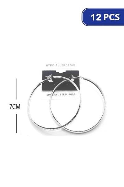 70MM TEXTURED HOOP EARRING (12 UNITS)