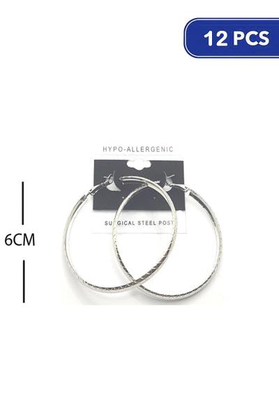 60MM TEXTURED HOOP EARRING (12 UNITS)