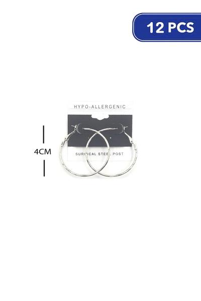 FASHION METAL HOOP 40MM EARRING (12 UNITS)