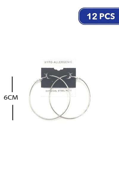 FASHION METAL HOOP 60MM EARRING (12 UNITS)