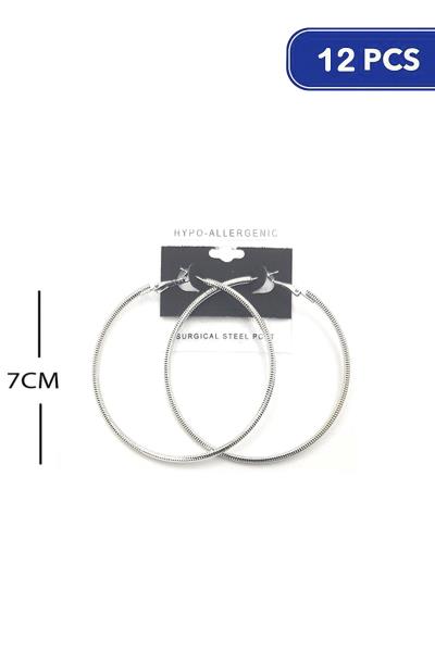 FASHION TEXTURE METAL HOOP 70MM EARRING (12 UNITS)