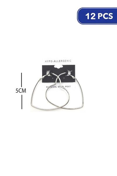 FASHION HEART METAL HOOP 50 MM EARRING (12 UNITS)