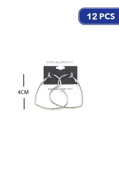 FASHION HEART METAL HOOP 40 MM EARRING (12 UNITS)