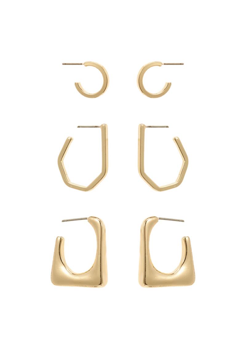 MODERN CUT GEOMETRIC STYLE EARRING 3 PC SET