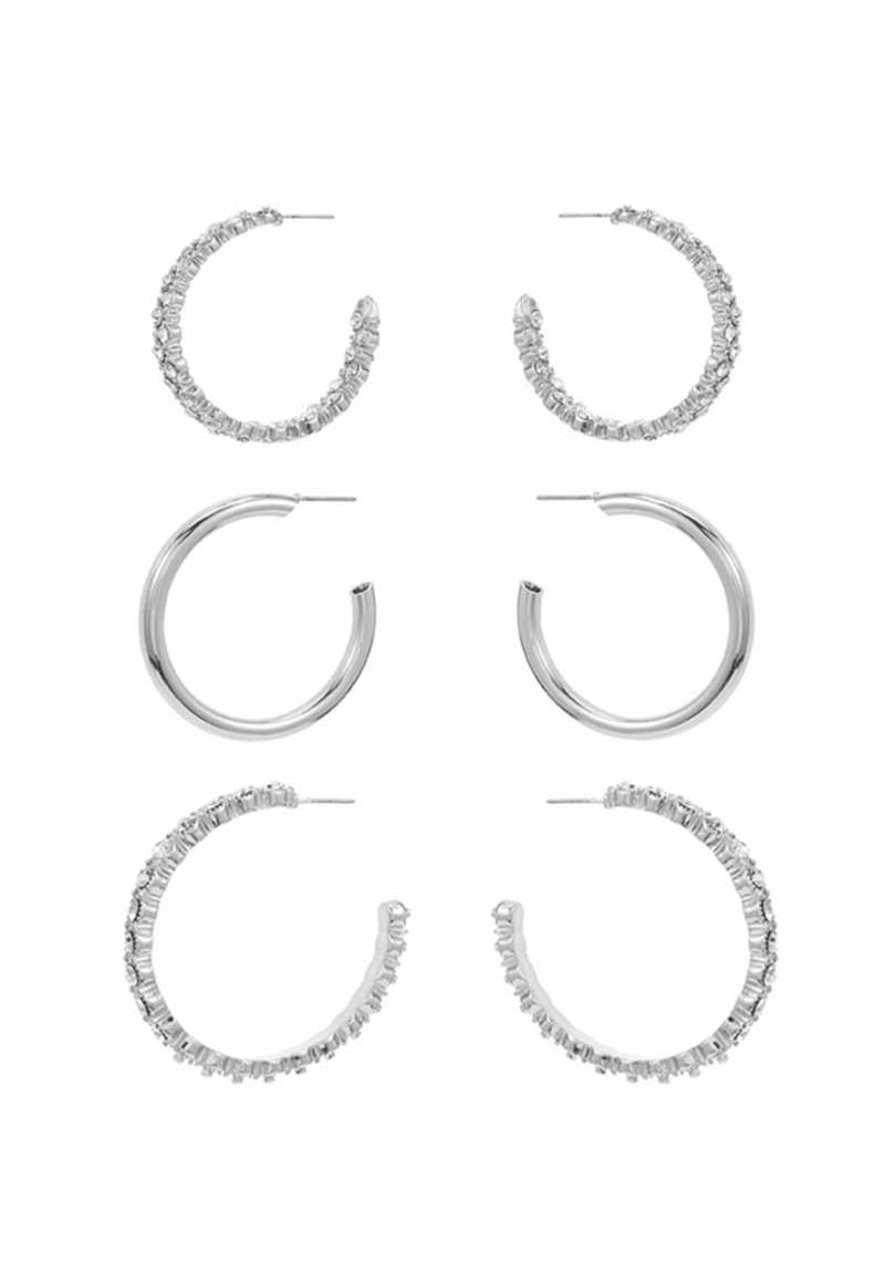 METAL HOOP EARRING 3 PAIR SET