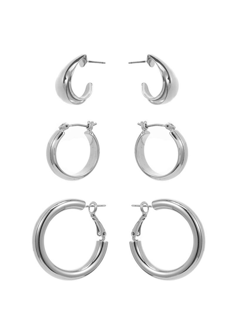STYLISH CURVE SHAPE CUT ROUNDED EARRING 3 PC SET