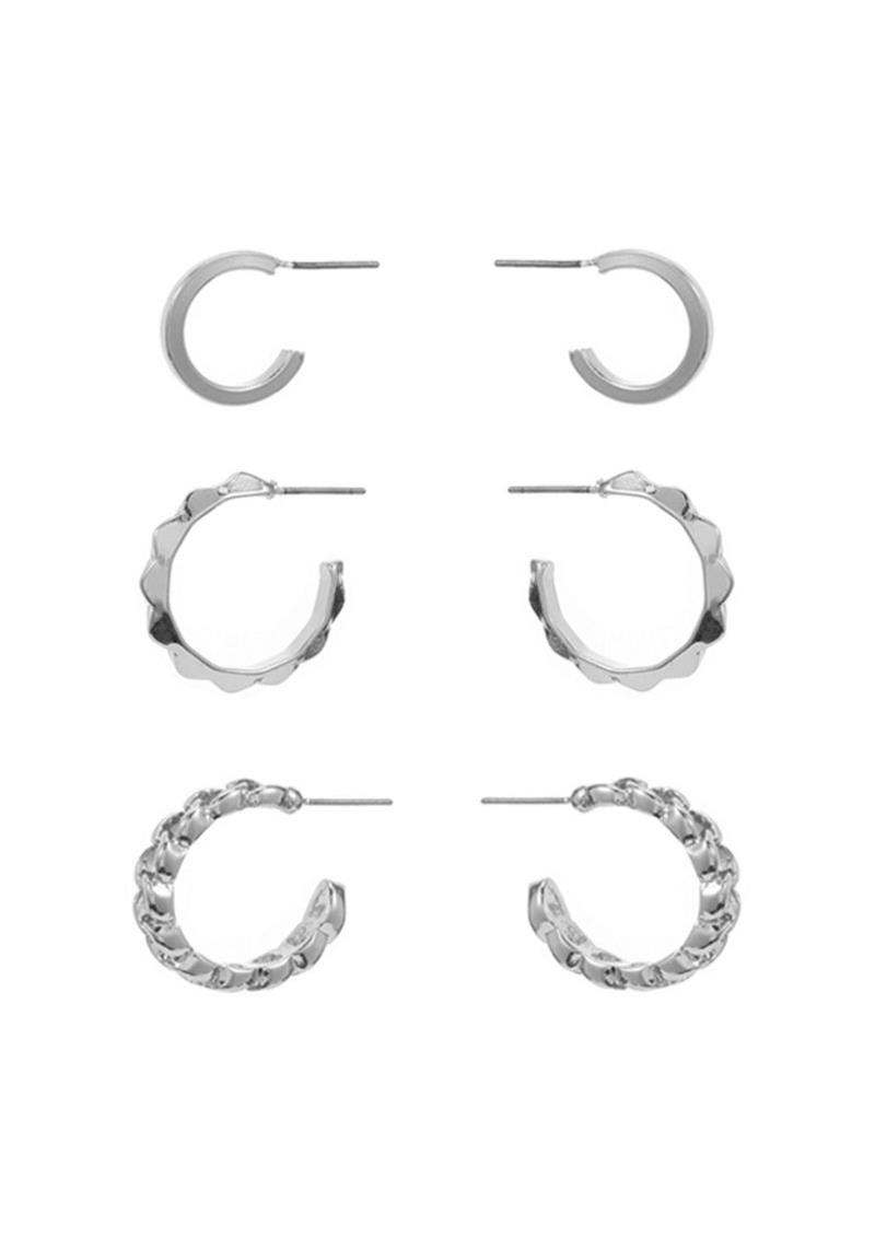 FASHION METAL CUT CIRCLE EARRING 3 PC SET