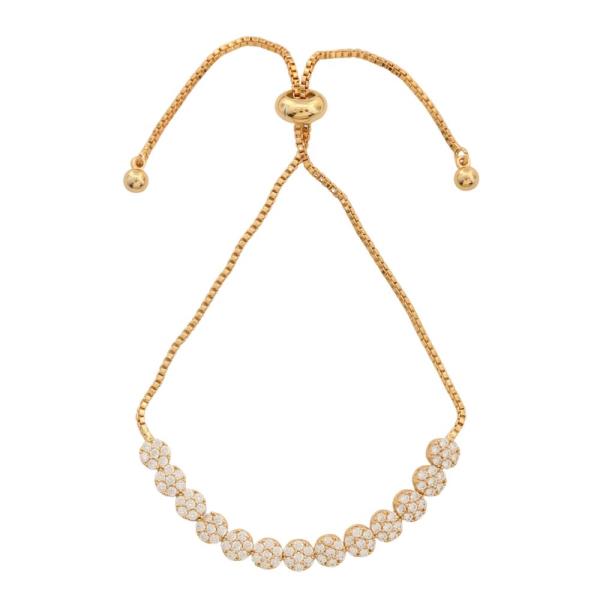 FASHION ROUND RHINESTONE METAL CHAIN ADJUST BRACELET
