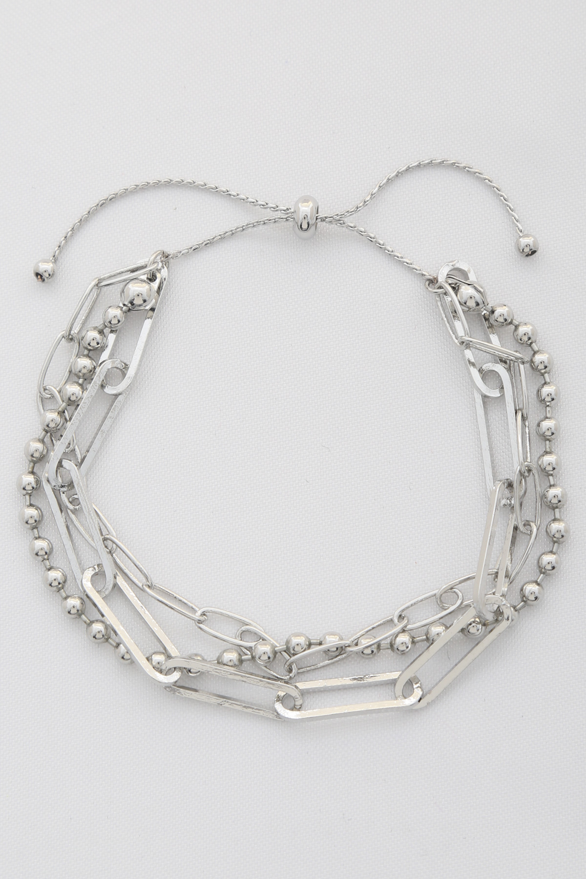 LONG OVAL LINK BALL BEAD BRACELET