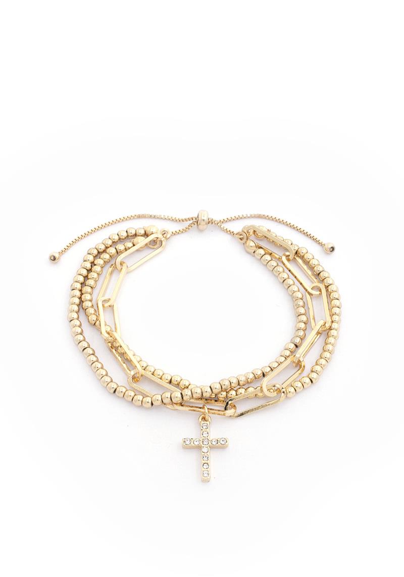 CROSS CHARM OVAL LINK SLIDE BRACELET