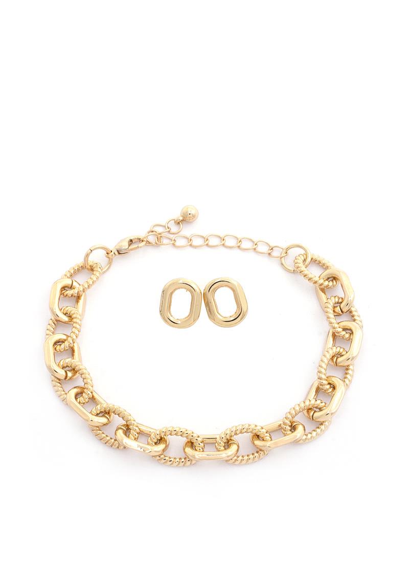 JOBERRY OVAL LINK BRACELET EARRING SET