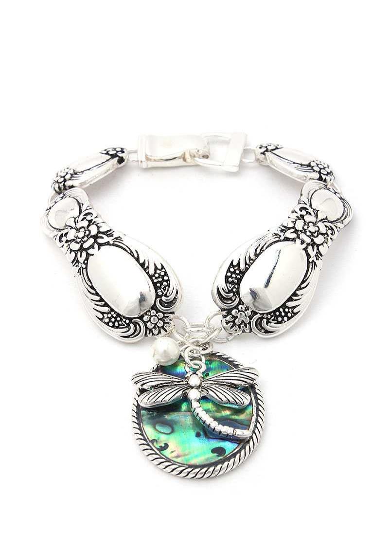 DRAGONFLY ABALONE METAL BRACELET