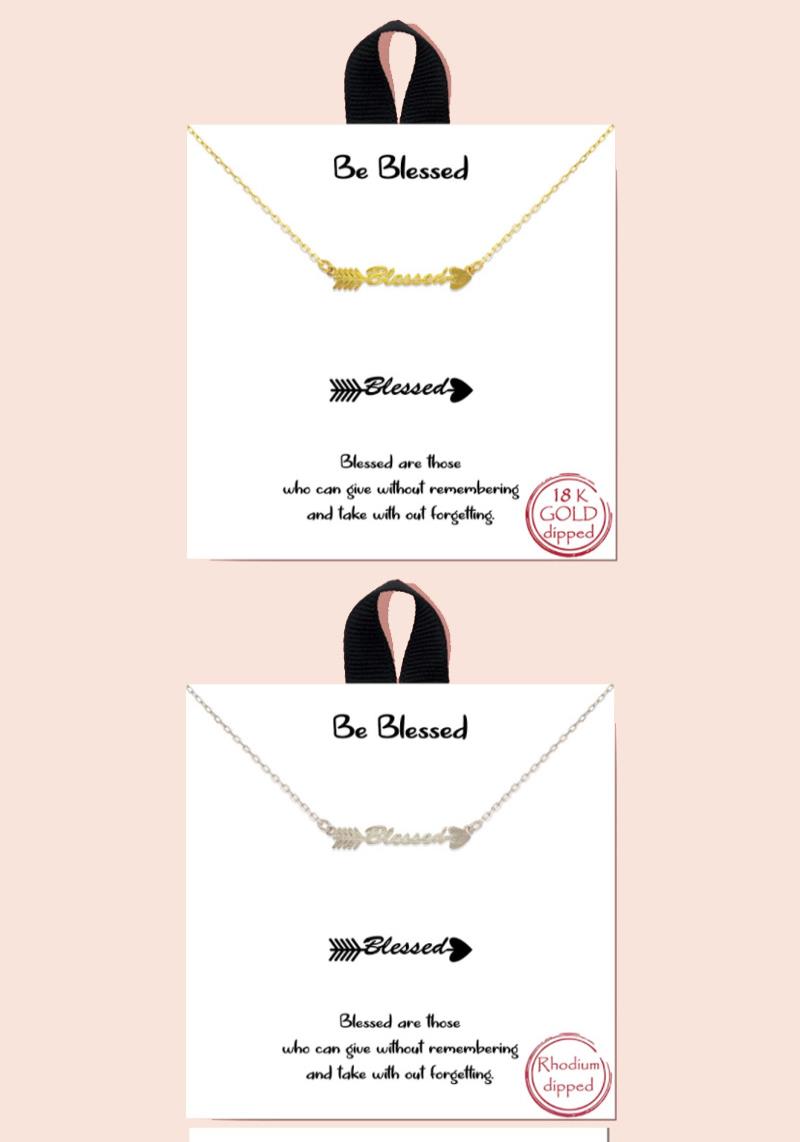 BLB BE BLESSED MESSAGE ARROW DAINTY METAL NECKLACE