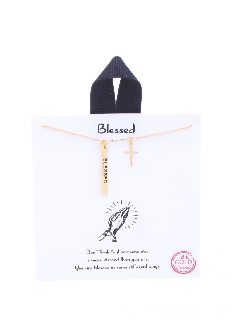 BLB CROSS PENDANT MESSAGE NECKLACE