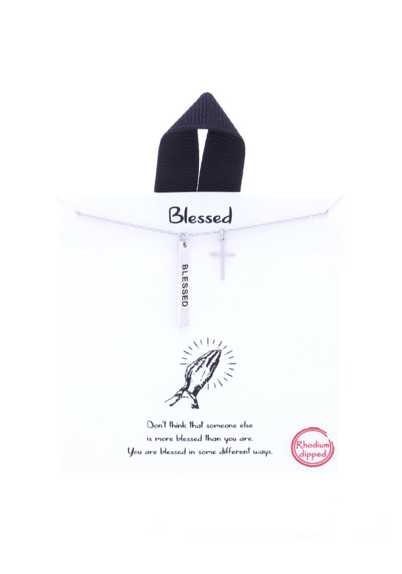 BLB CROSS PENDANT MESSAGE NECKLACE
