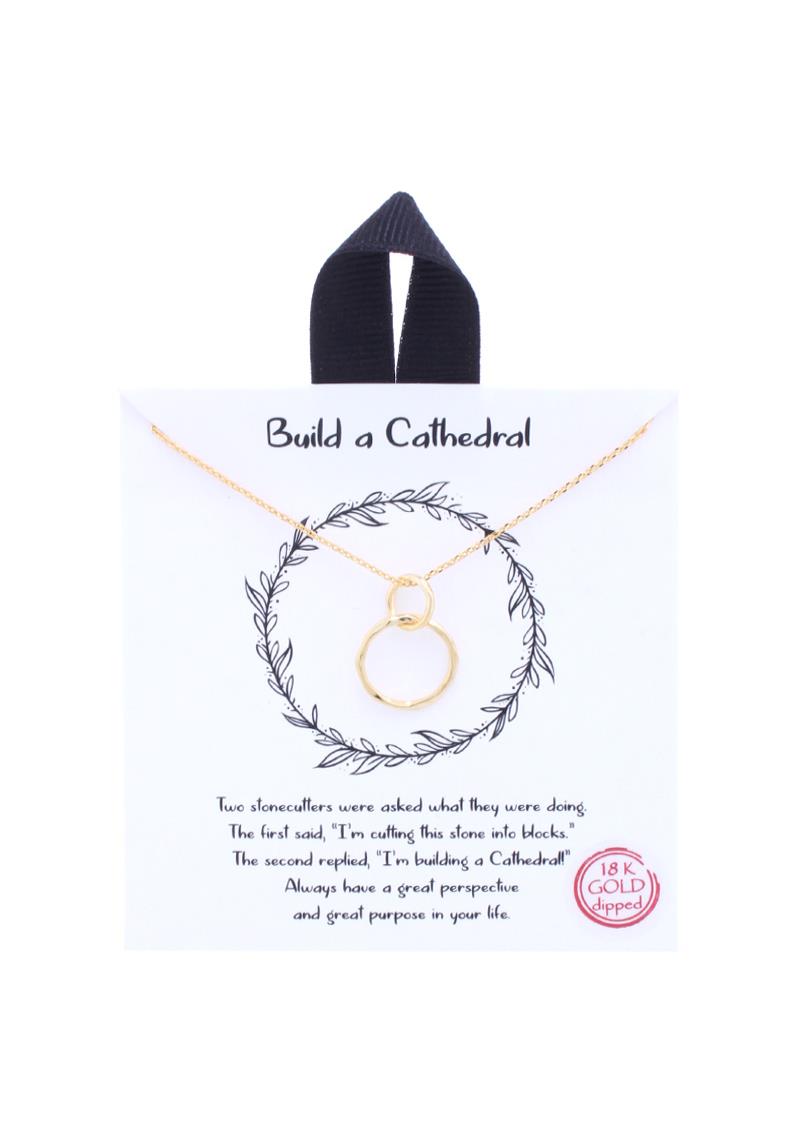 BLB BUILD A CATHEDRAL DOUBLE RING PENDANT MESSAGE NECKLACE