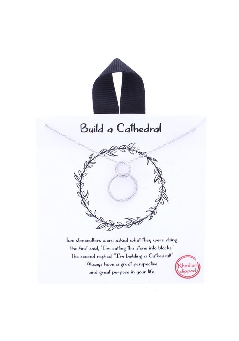 BLB BUILD A CATHEDRAL DOUBLE RING PENDANT MESSAGE NECKLACE