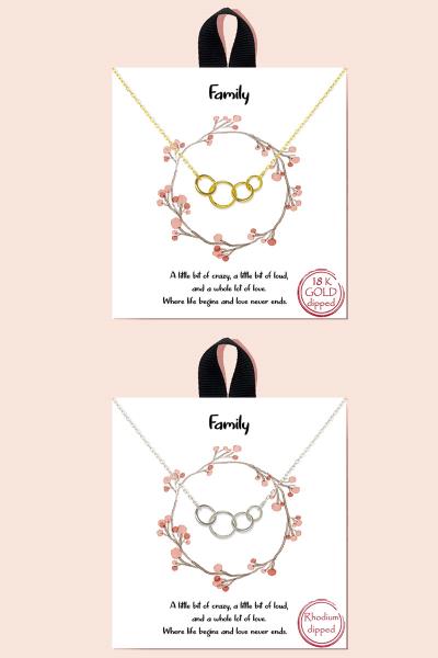 BLB FAMILY MULTI RING MESSAGE NECKLACE