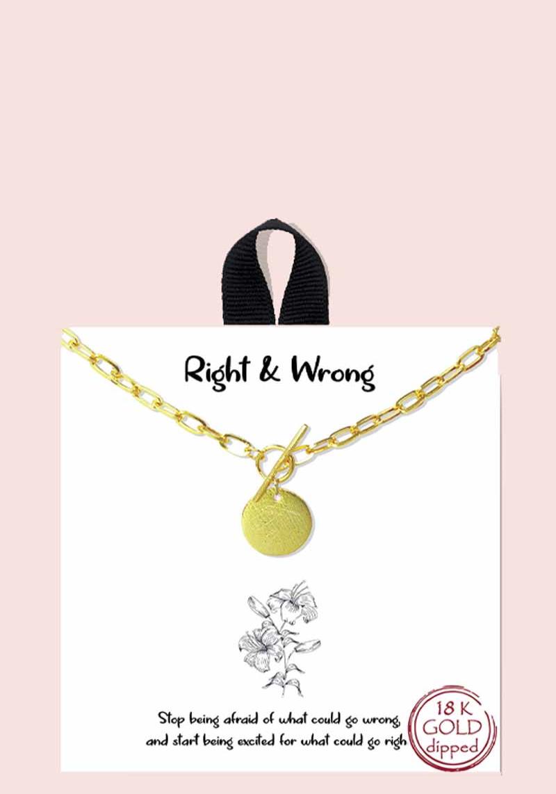 18K GOLD RHODIUM DIPPED RIGHT & WRONG NECKLACE