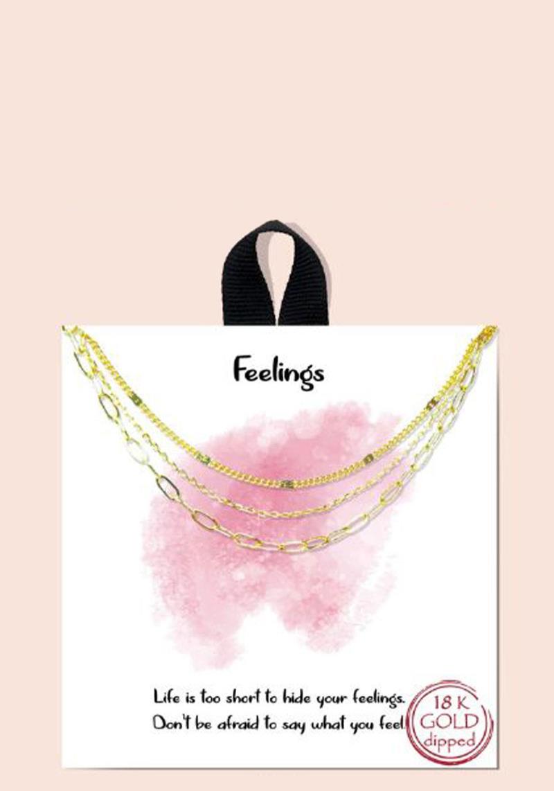 BLB FEELINGS 3 LAYERED METAL NECKLACE