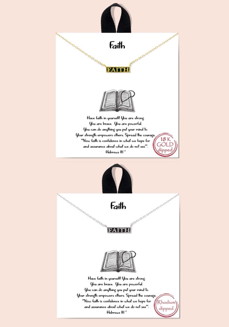 18K GOLD RHODIUM DIPPED FAITH NECKLACE