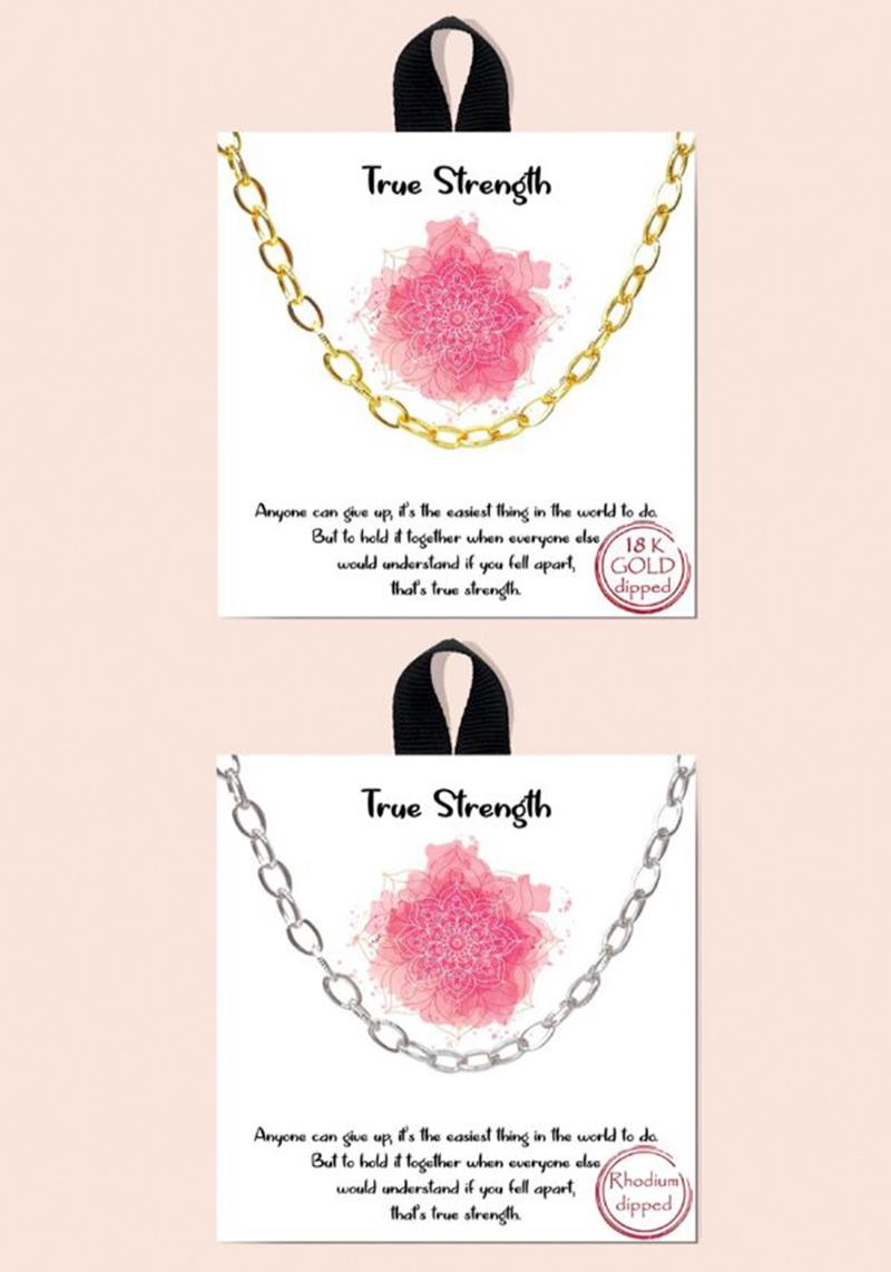 BLB TRUE STRENGTH SIMPLE CHAIN METAL MESSAGE NECKLACE