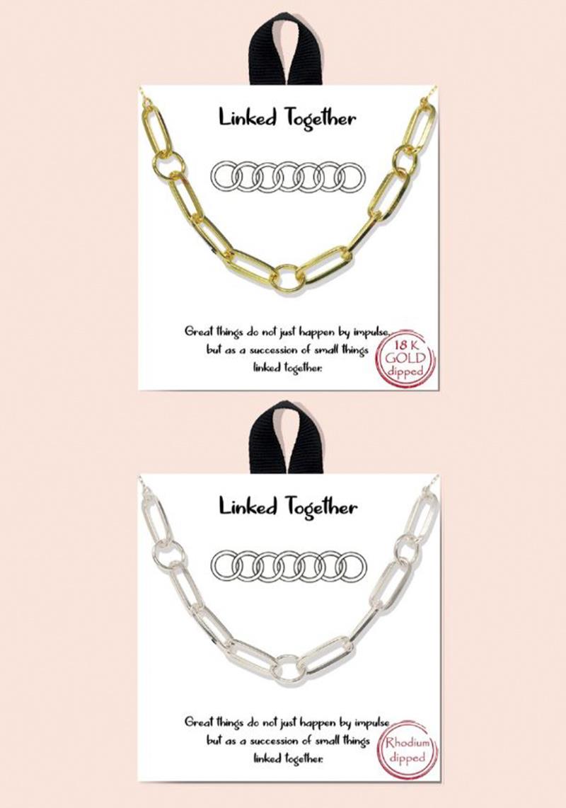 BLB LINKED TOGETHER METAL CHAIN MESSAGE NECKLACE