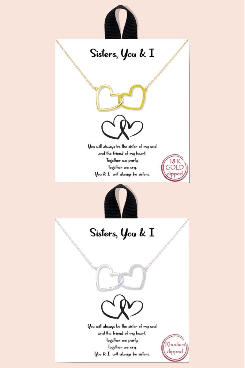 SISTER YOU AND I TWO HEART NECKLACE