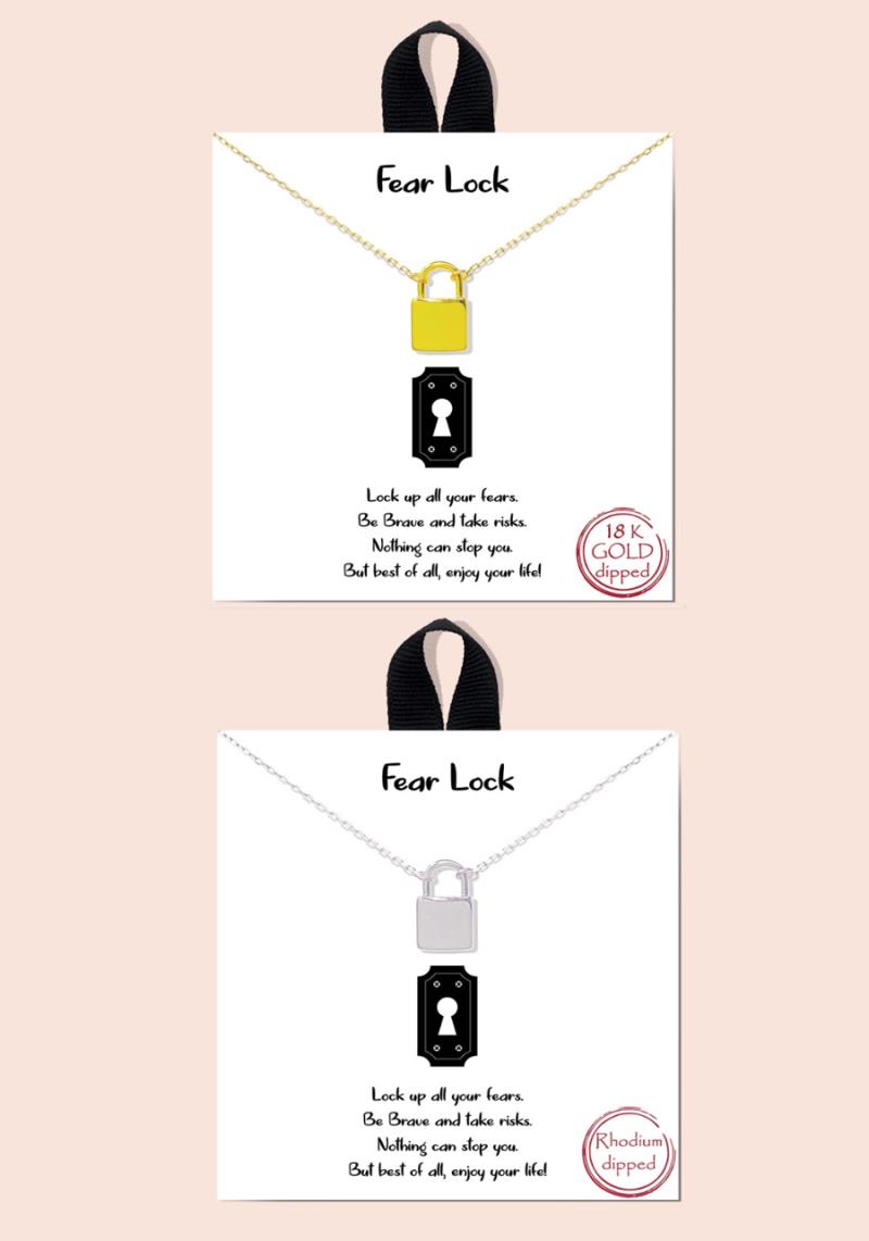 BLB FEAR LOCK PENDANT DAINTY MESSAGE NECKLACE