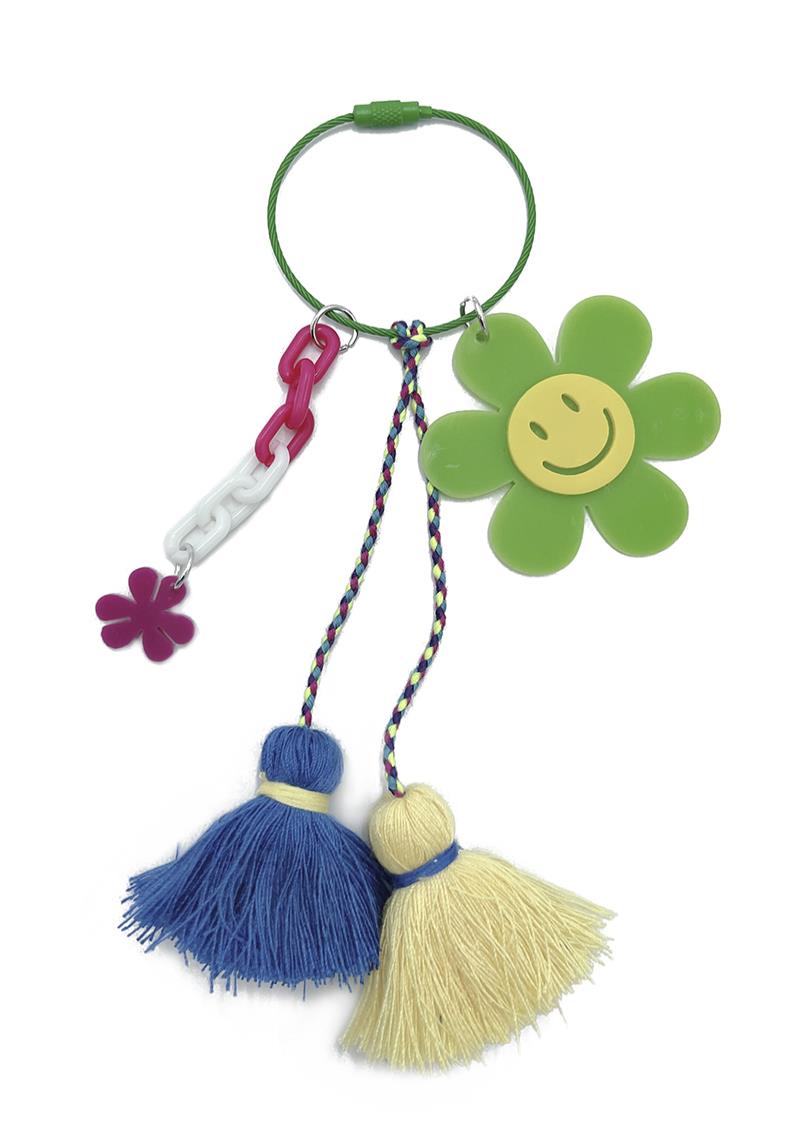 SMILEY FLOWER TASSEL KEYCHAIN