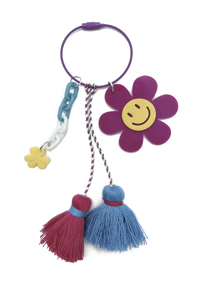 SMILEY FLOWER TASSEL KEYCHAIN