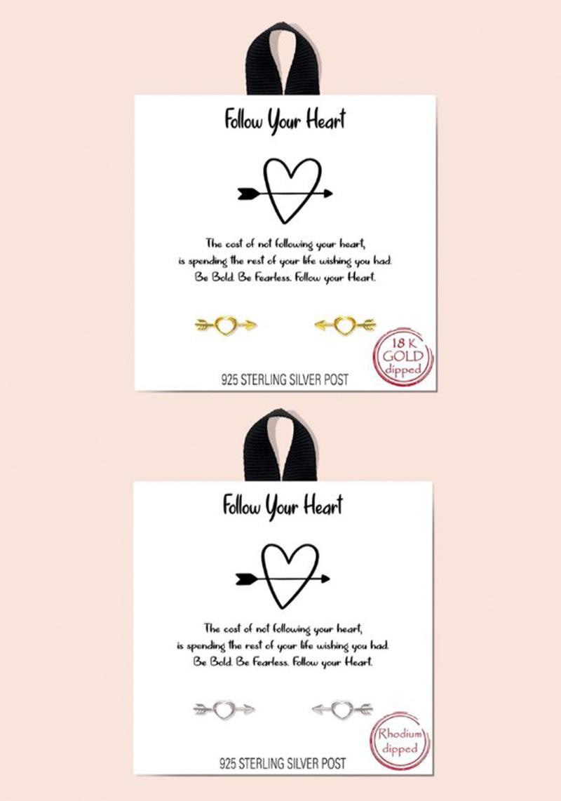 BLB FOLLOW YOUR HEART METAL STUD EARRING