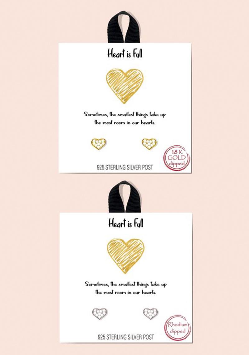 BLB HEART IS FULL STONE HEART STUD EARRING