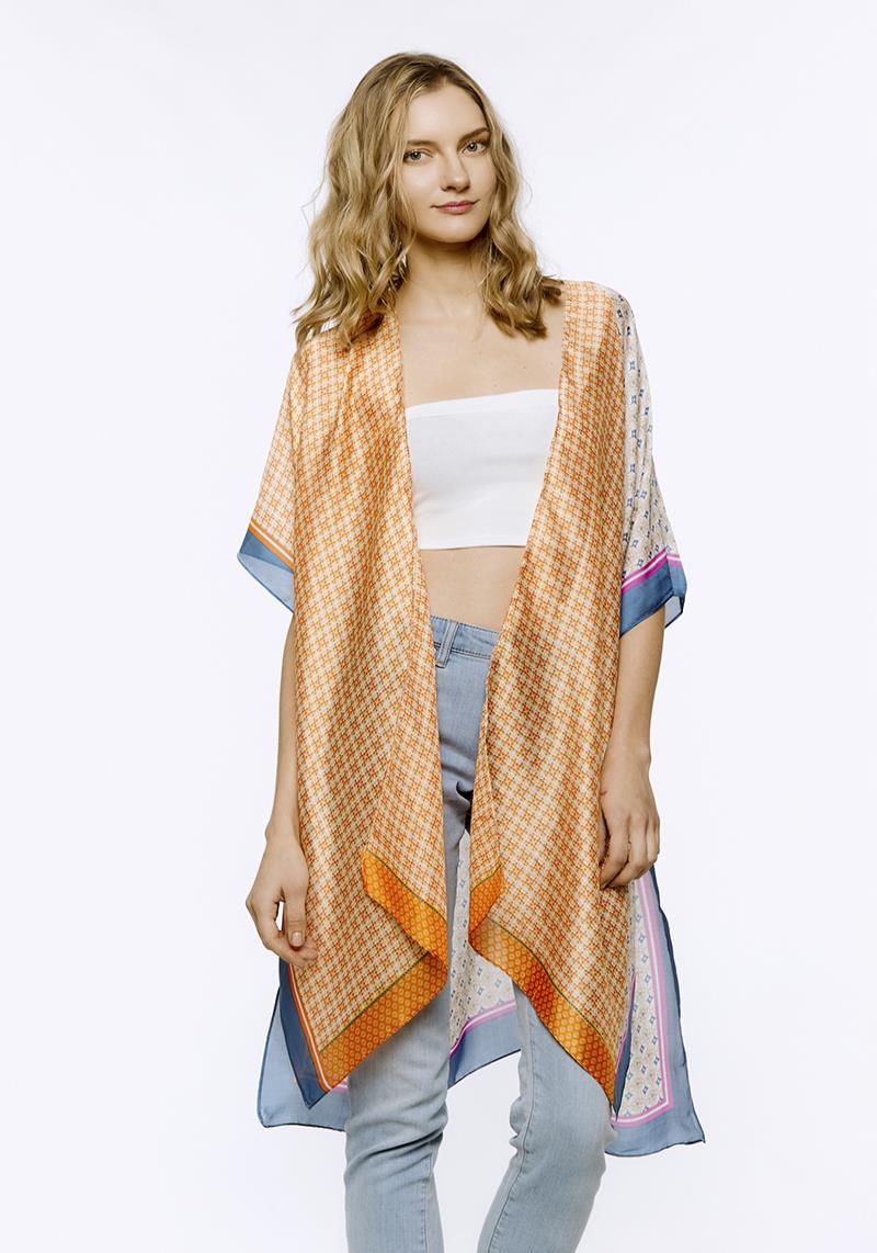 MULTI PRINTED SILKY KIMONO
