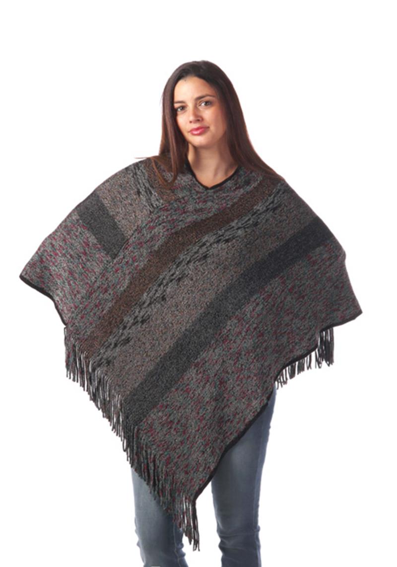 COMFY MULTI COLOR FRINGE PONCHO COVER UP