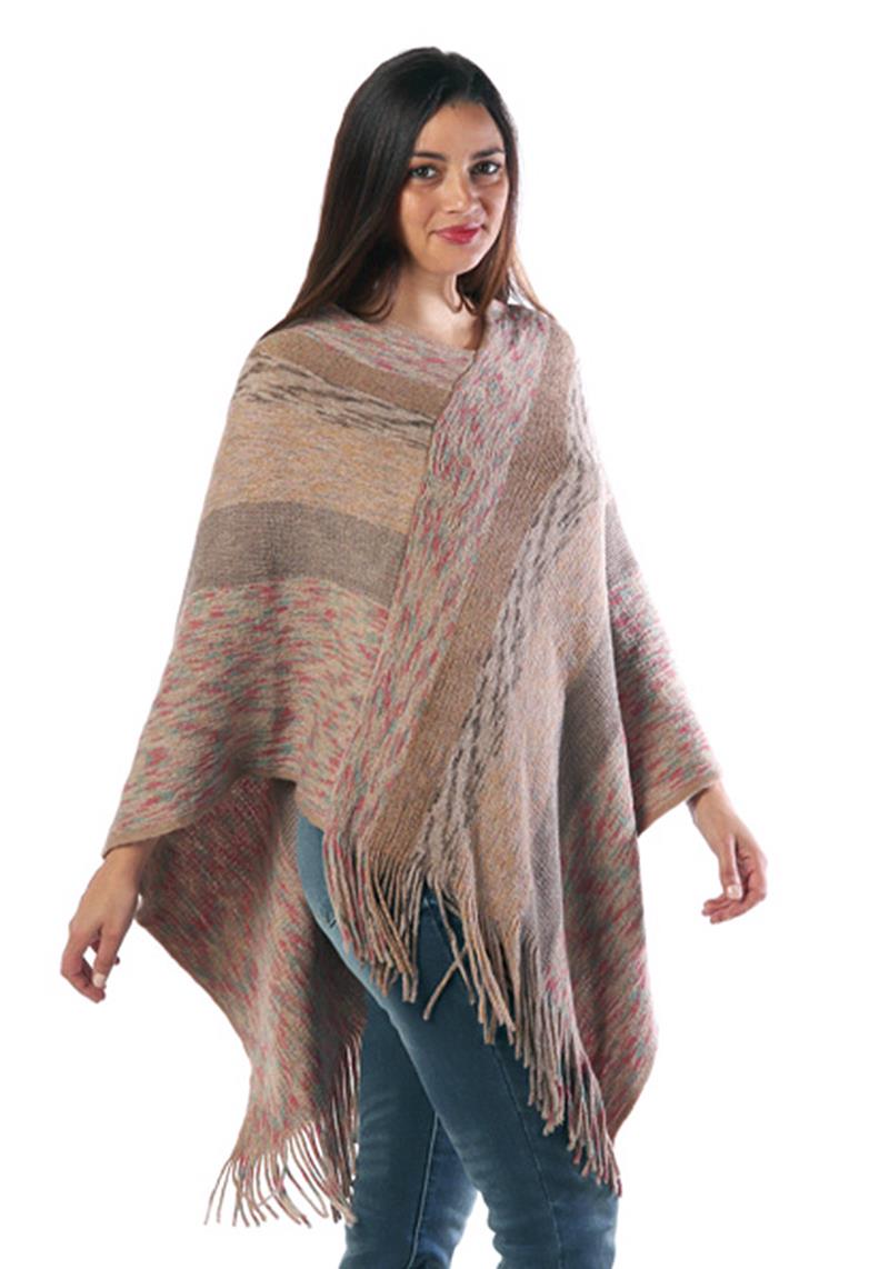 COMFY MULTI COLOR FRINGE PONCHO COVER UP