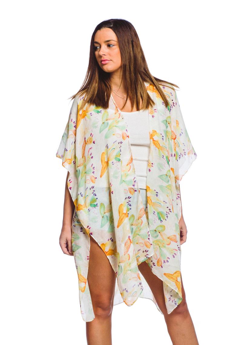 STYLISH FRUIT PRINTED KIMONO COVER UP CARDIGAN