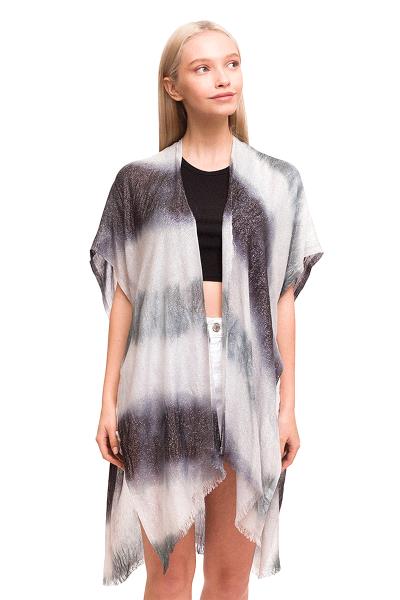 TWO TONE WITH SILVER GLITTER FABIC KIMONO