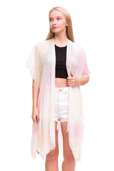 TWO TONE WITH SILVER GLITTER FABIC KIMONO