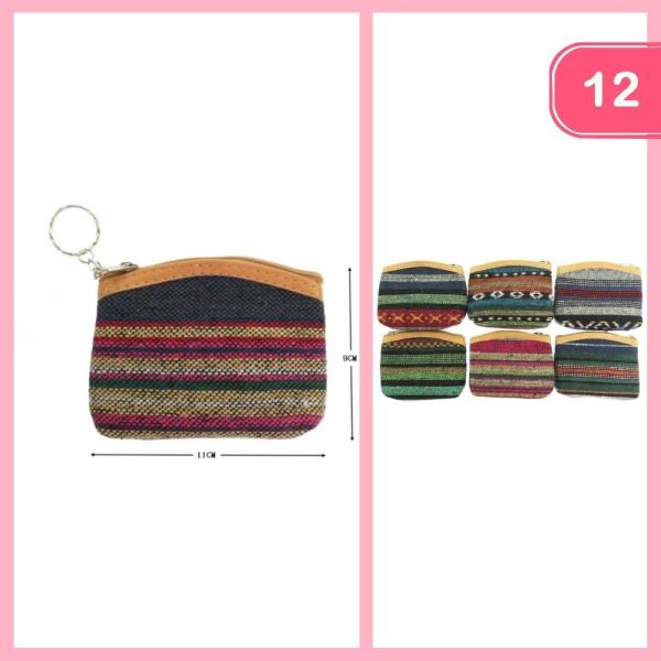 BOHO WOVEN COIN PURSE KEY CHAIN (12 UNITS)