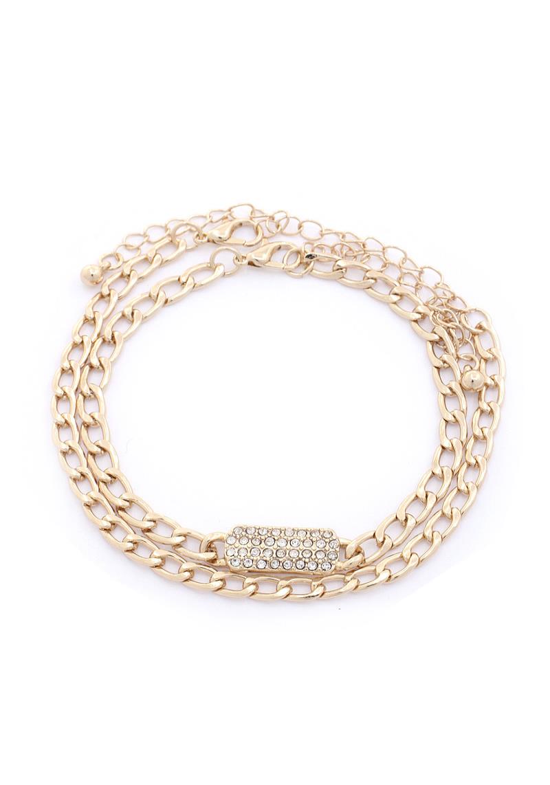RECTANGLE RHINESTONE CURB LINK BRACELET