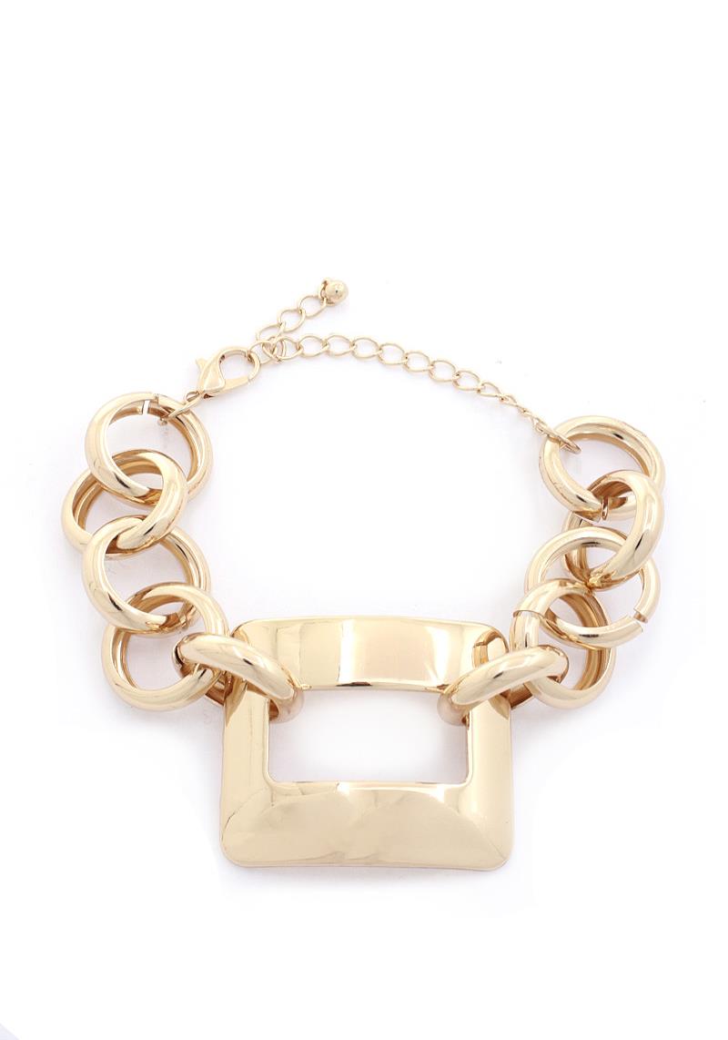 WIDE SQUARE CIRCLE LINK BRACELET