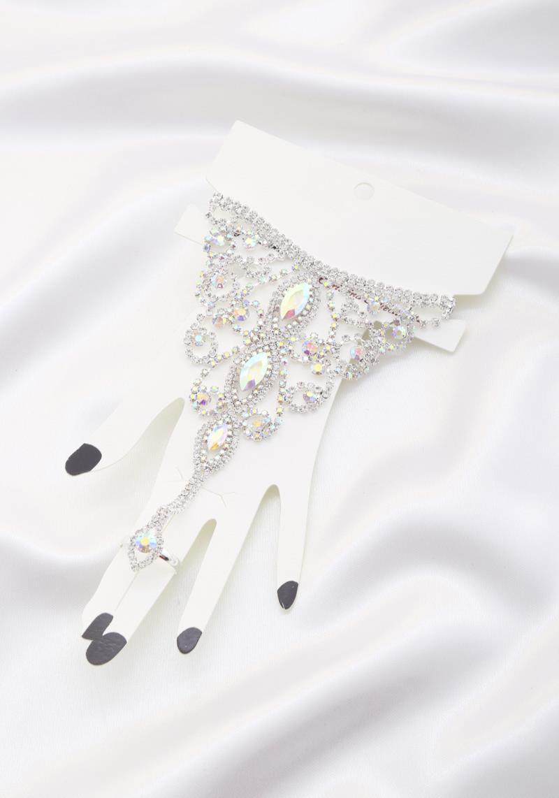 MARQUISE RHINESTONE HAND RING BRACELET