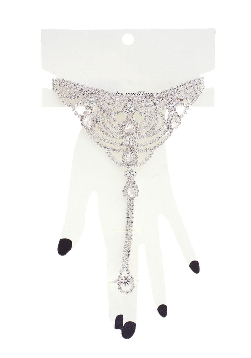 SCALLOP DESIGN RHINESTONE RING BRACELET